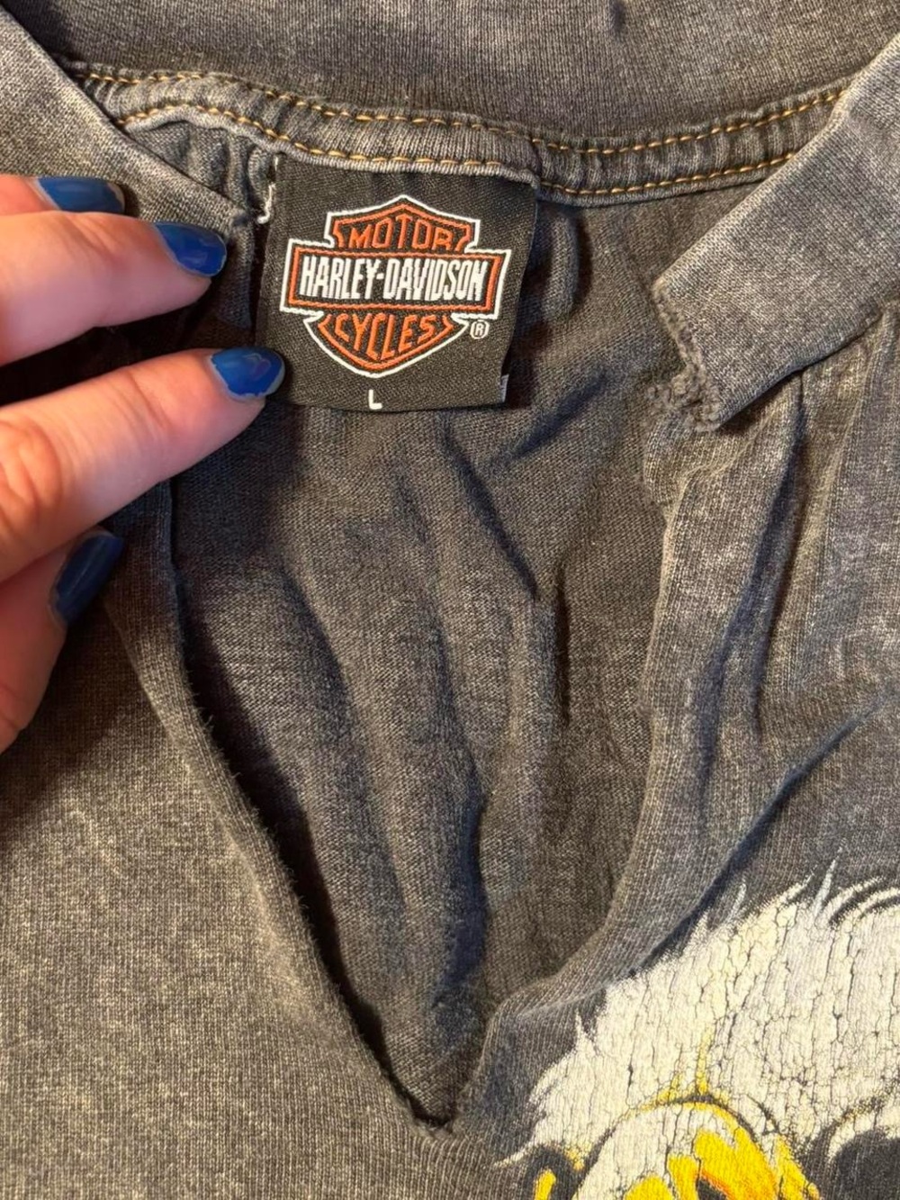 Harley-Davidson Gray Graphic Tee with Orange Logo - Picture 3 of 3